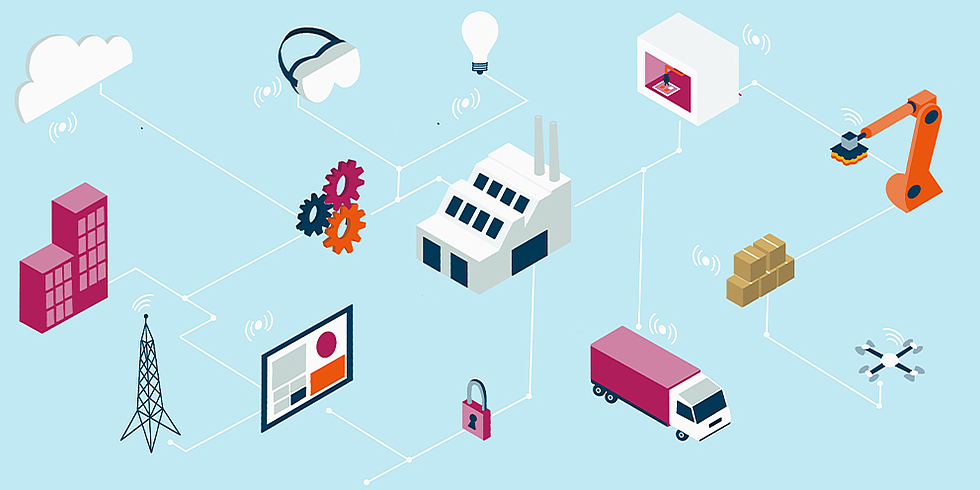 Illustration 5G in der Industrie